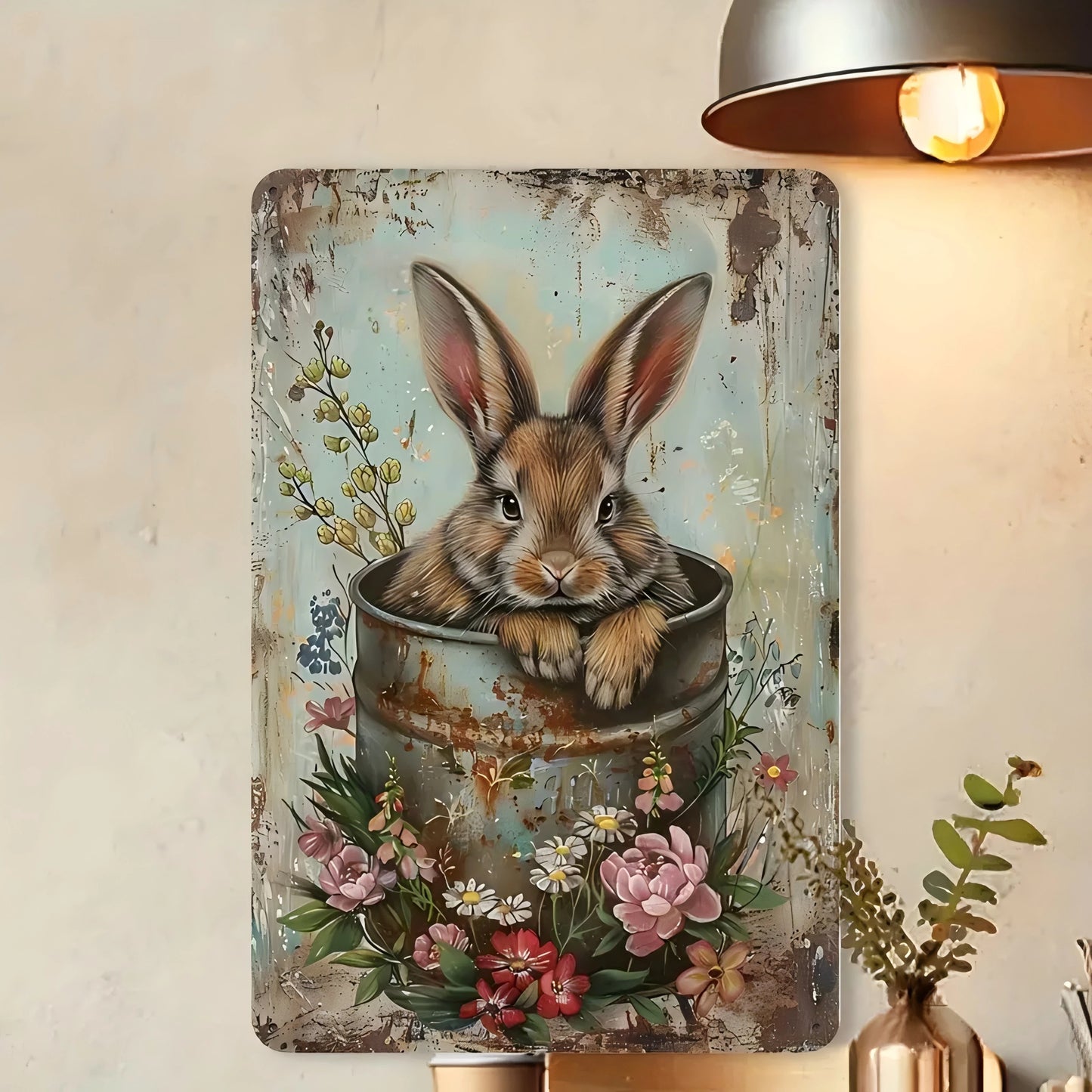 Charming Easter Bunny Metal Sign Perfect Gift for Family & Friends Cute Rabbit Wall Art for Home, Bar, Cafe Decor Garage Kitchen