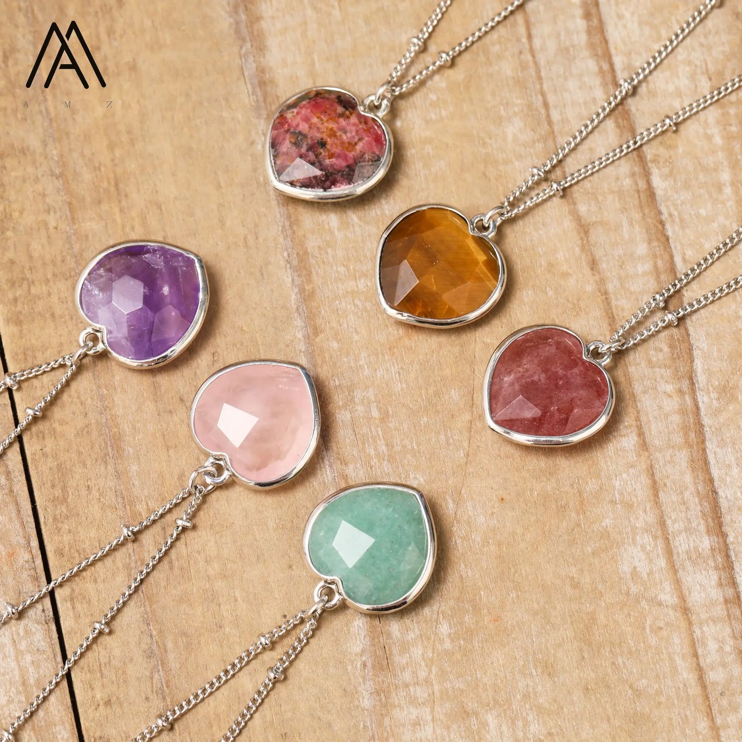 Natural Roses Quartz Heart Pendant Necklace For Women Elegant Romatic Gems Stone Necklace Jewelry Gifts Dropship