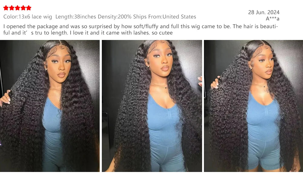 40 Inches 13x6 HD Lace Front Human Hair Wigs Deep Wave Remy Human Hair Precut Frontal Curly Brazilian Glueless Human Hair Wigs