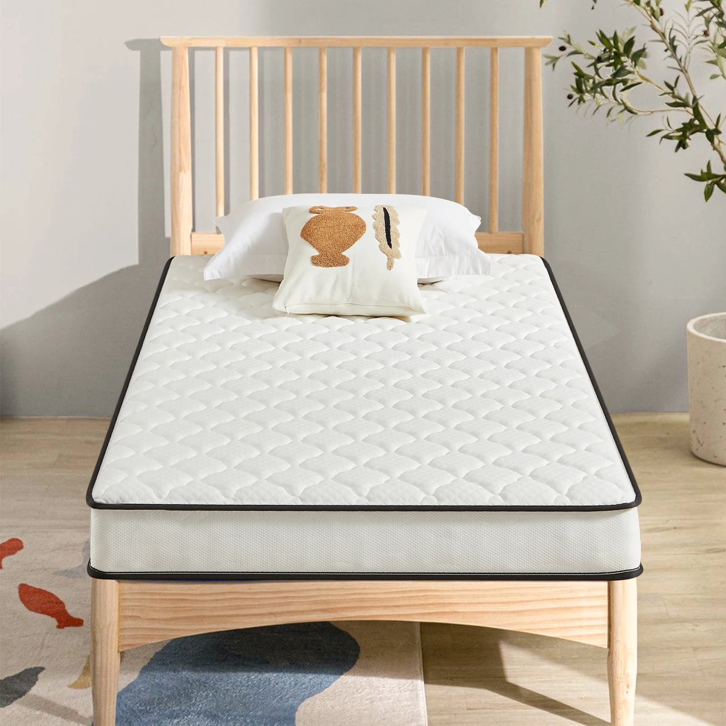 6 Inch innerpring Dream Ded Mattress Medium Firm Feel, Fiberglass Free, Host Youth Guest Bedroom, Mattress in A Box, Twin,Twinxl