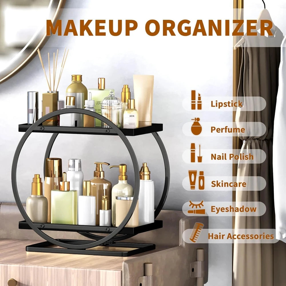 Bathroom Storage Rack, 1 Count Iron Bathroom Cosmetics Storage Rack, Desktop Organiser, Dressing Table Rack, Home Supplies