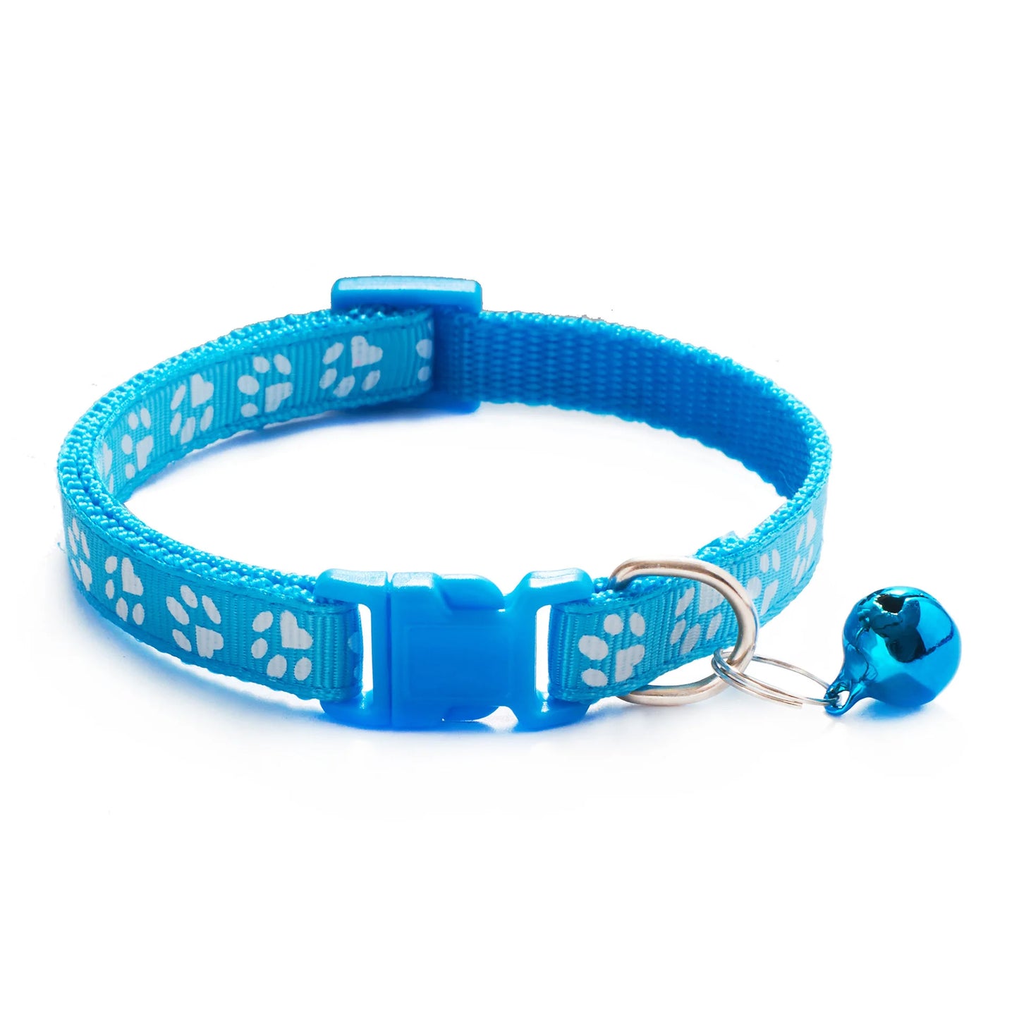 HABO Adjustable Pet Collar with Bell – Colorful Cartoon Footprint Necklace for Dogs, Puppies, Cats, and Kittens