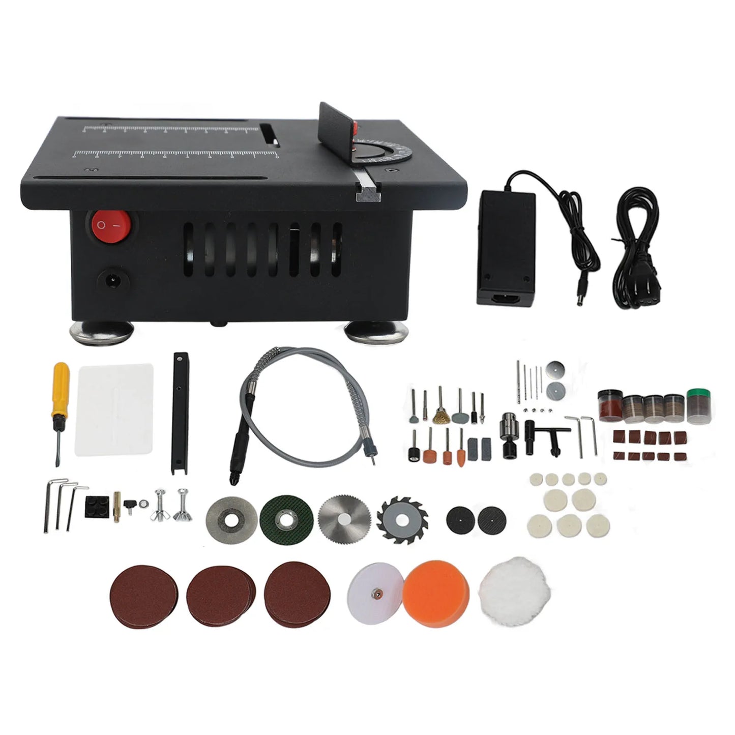 Table Saw 7 Speeds 100W Multifunctional Dust Collection Box Desktop Electric Saw Cutter for Wood PCB Acrylic Plastic