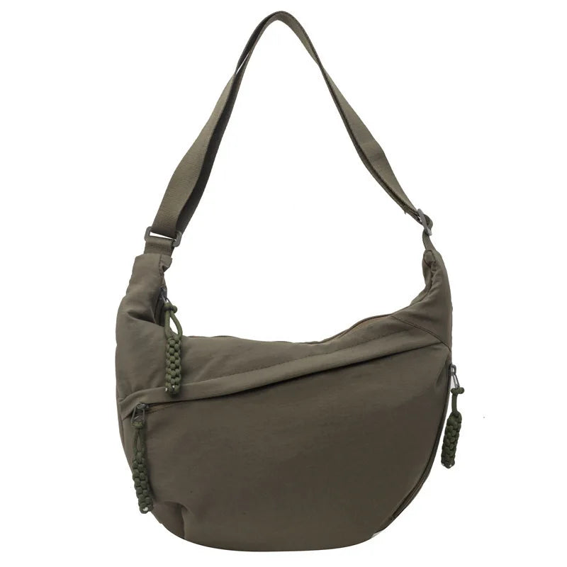 New Canvas Crossbody Bags Large Capacity Korean Simplified Shoulder Bag Lightweight Solid Color Dumpling Bag Travel