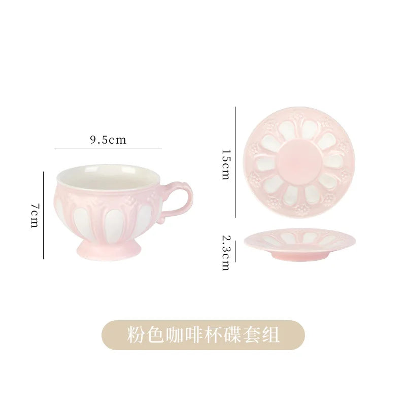 European Retro Coffee Cup & Saucer Set