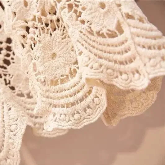 Casual Long Sleeve Lace Cardigan