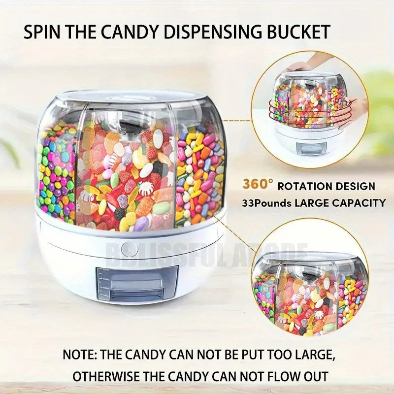Rotary Dispensing Candy Bucket, Multi-grid Large Capacity Grain Storage Container,candy,grain Food,large Capacity Storage Bucket