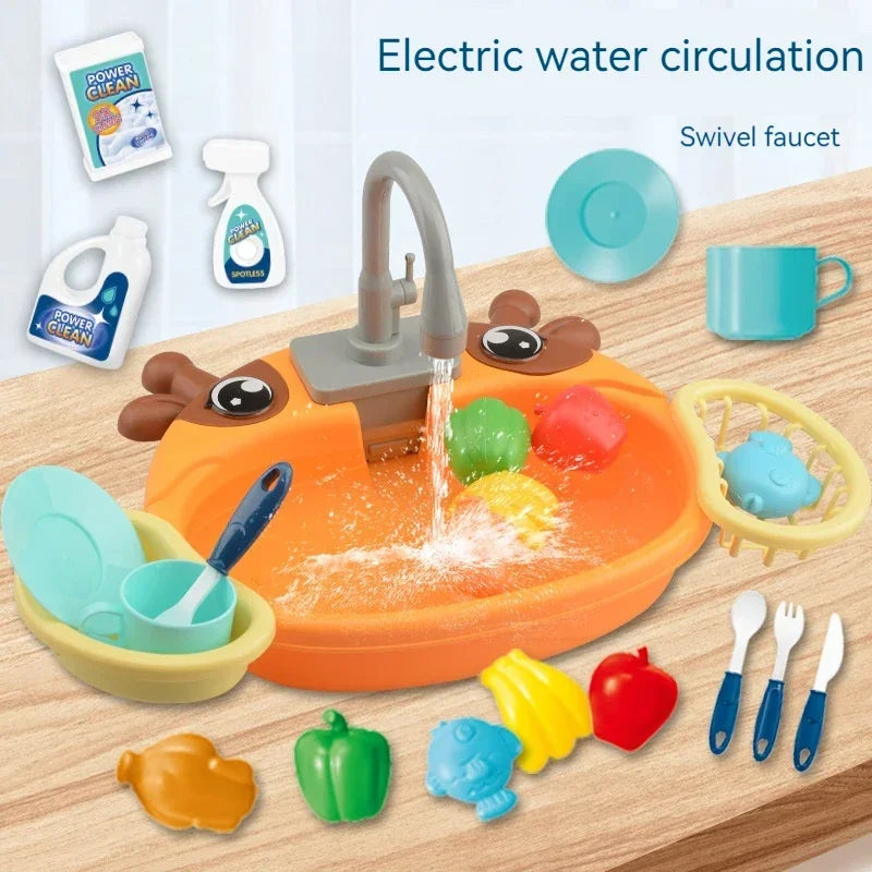 Kitchen Sink Toys Pretend Play Electric Dishwasher Mini Kitchen Food Household Toy Playset Children Role Play Kids Girl Toys