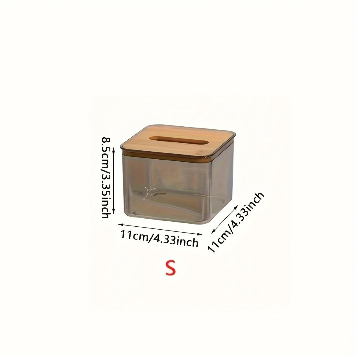 1pc-Multifunctional Tissue Holder Paper Box With Bamboo Cover Transparent Container Living Room Bedroom Tissue Storage Box