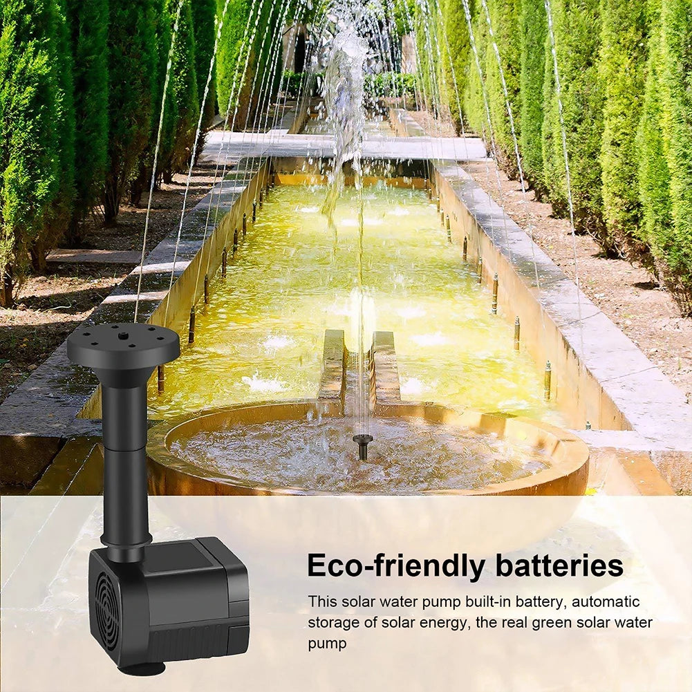 Solar Water Pond Pump Multifunctional with 6 Nozzles Aquarium Wave Maker Decorative Props Portable for Pool Fountain Submersible