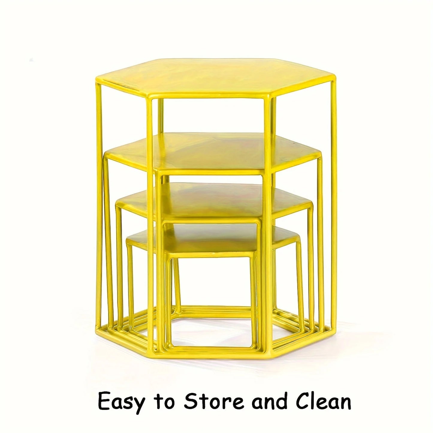 A set of 4 metal hexagonal food display racks, used for food, cupcakes, pizzas, and potted plants, Halloween and Christmas decor