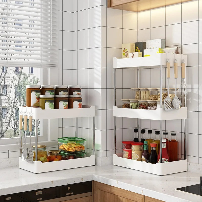 1Pc Kitchen Spice Storage Rack Multi-Functional Countertop Seasoning Storage Rack Household Multi-Layer Corner Shovel Kitchen