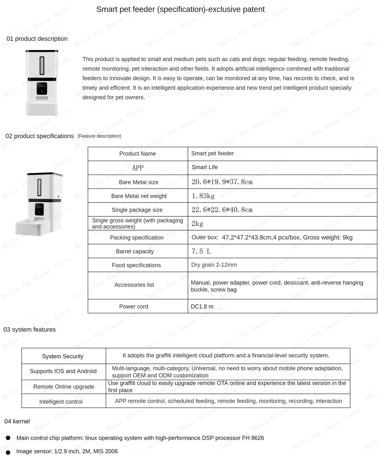 Intelligent Pet Feeder Timing and Quantitative Automatic Pet Feeder 7.5L Large Capacity Video Surveillance Available