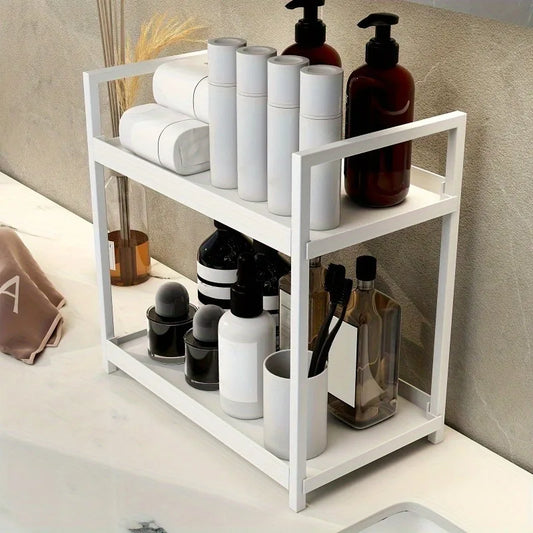2-Tier Countertop Organiser – Multi-Purpose Storage Rack for Bathroom, Bedroom & Kitchen