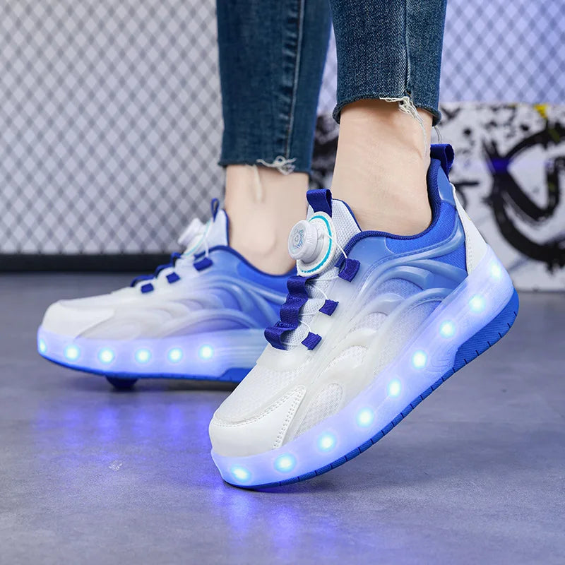 Two Wheels Children's Led Light Roller Skate Shoes