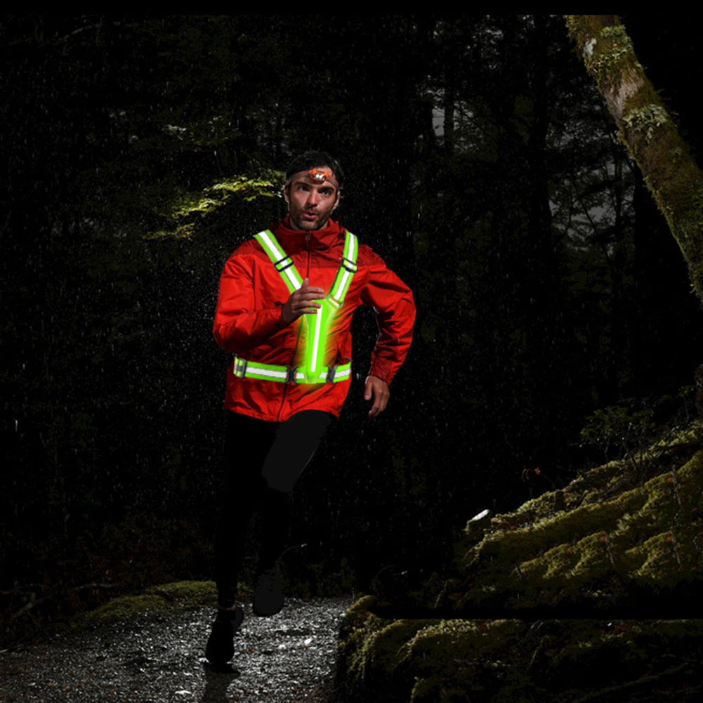 LED Glowing Reflector Straps Adjustable Reflective Night Running Vest High Visibility Night Running Riding Clothing Elastic Band