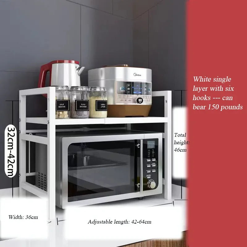 Retractable Multi-Functional Kitchen Rack Table Microwave Stove Rack Stove Cabinet Storage Rack Rice Cooker Storage Rack