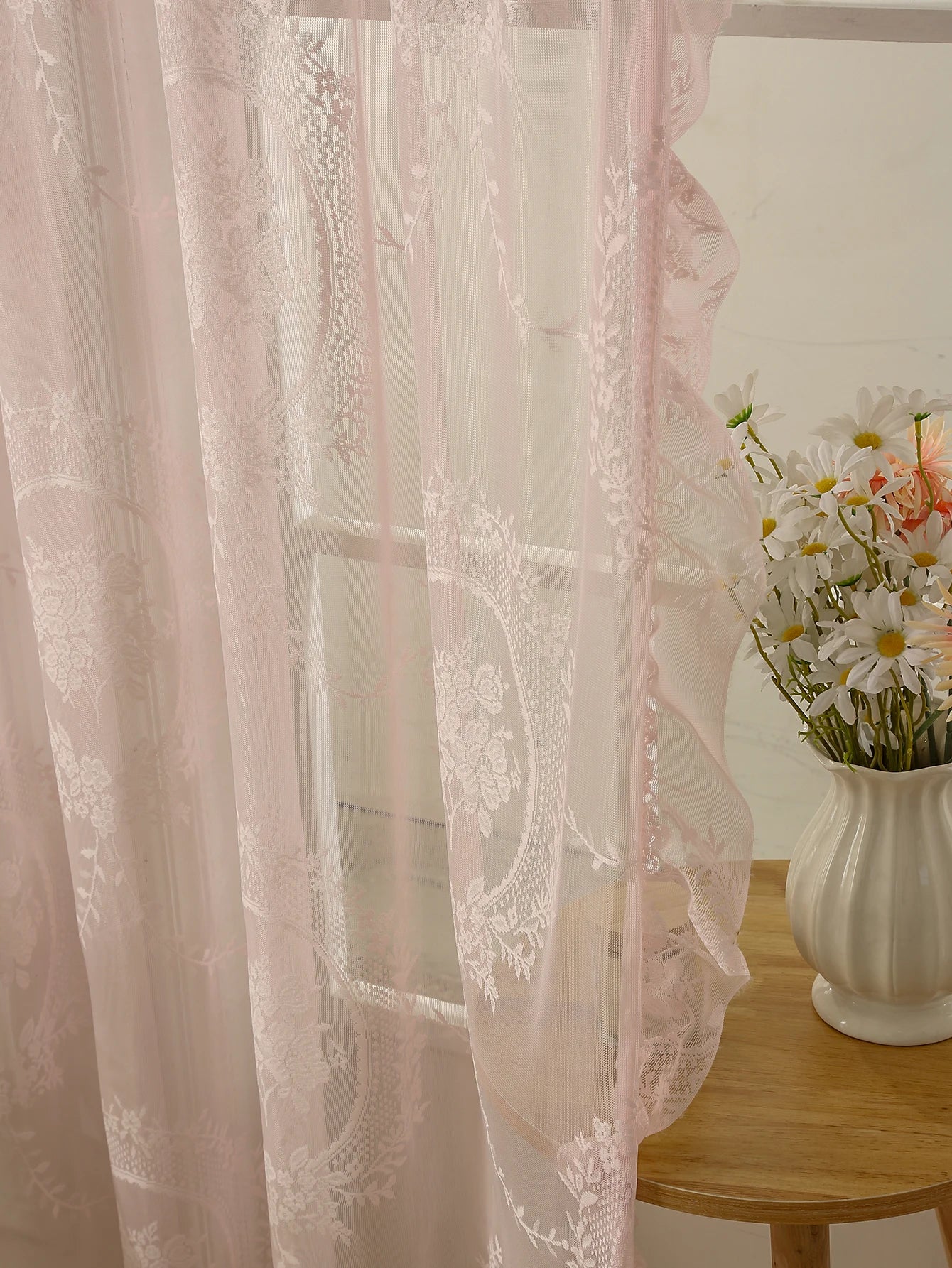 78" Pink Lace Curtains