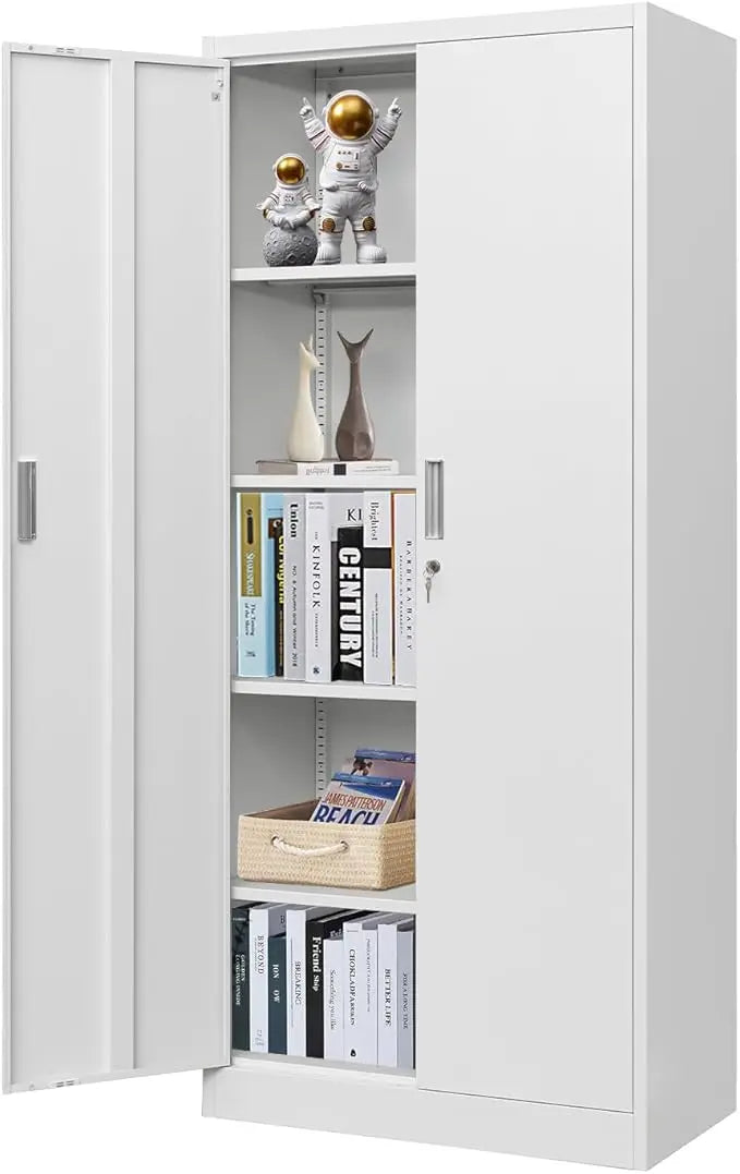 Metal Storage Cabinet 71” with 2 Doors and 5 Adjustable Shelves, Tall Cabinets Lockable, Garage Steel Locking Cabinet