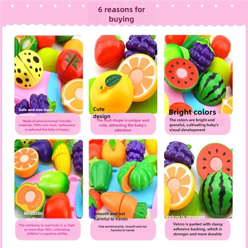 Children Toys Cutting Fruits and Vegetables Set for Kids Pretend Play Simulation Kitchen Toy Montessori Baby Toys for Girls Boys