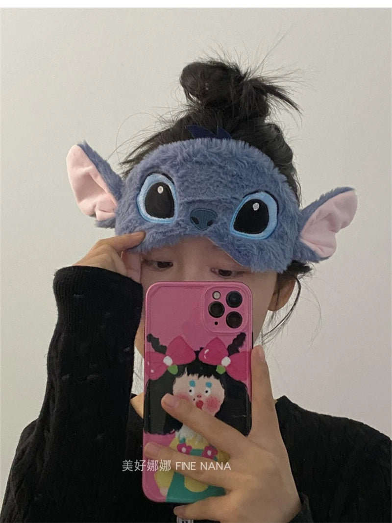 Comfortable Stitch Hooded U-shaped Pillow Cartoon Anime Travel Blackout Nap Neck Pillow With Hat Portable Eye Mask Sleeping