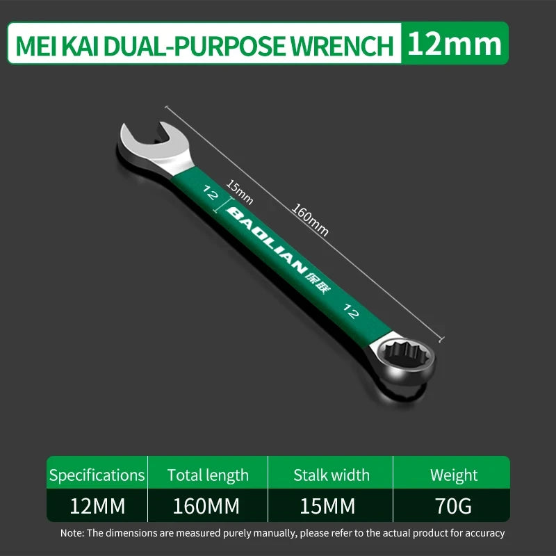 BaoLian Durable Wrench 8-30mm Plum Blossoms Open Combination Wrench Two-Way Double Fast Wrench Auto Repair Tools