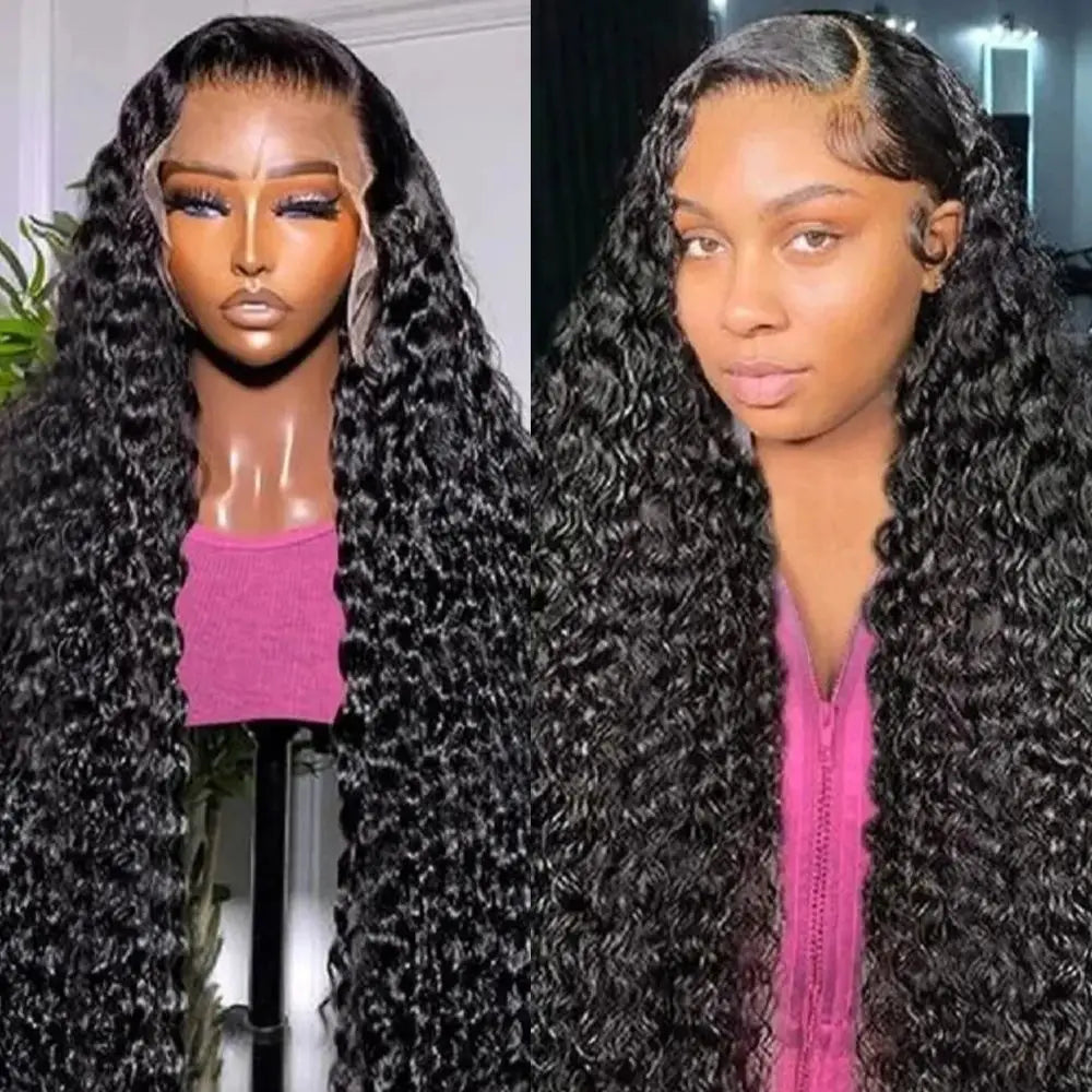 46 Inch Deep Wave Lace Front Wigs Human Hair 13x6 HD Lace Frontal Wigs Pre Plucked Brazilian Curly Human Hair Wig 200 Density