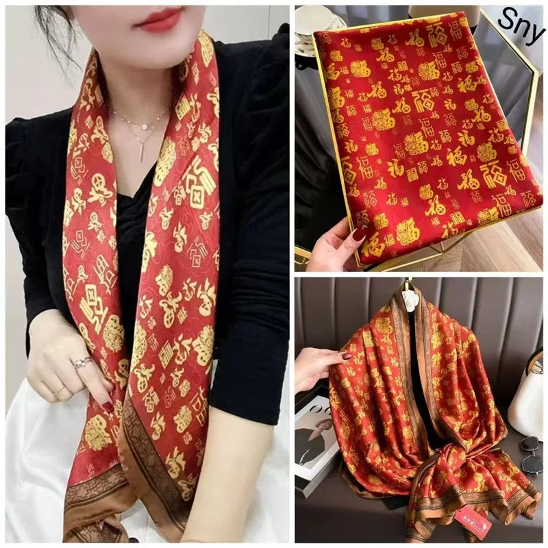 Tensili Brocade Satin Scarf Printed Silk Shawls