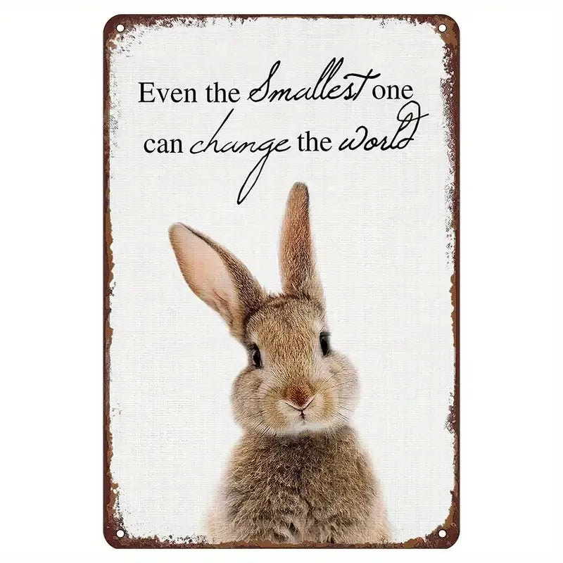 Charming Easter Bunny Metal Sign Perfect Gift for Family & Friends Cute Rabbit Wall Art for Home, Bar, Cafe Decor Garage Kitchen