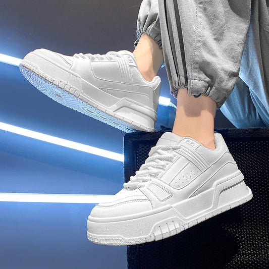 Fashion Versatile White Men Sport Shoes Platform Thick Sole Casual Sneakers Breathable Lightweight Running Shoes Tennis Shoes