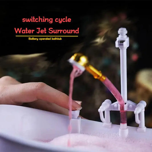 Bathroom Set For Dolls Kids Toys Miniature Dollhouse Furniture Mini Bathtub Electric Toy Powered Bath Girls' Play Game DIY Toy