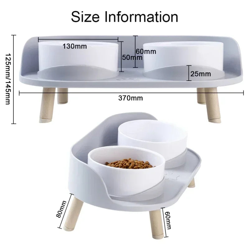 Adjustable Cat Double Bowls Feeder Bowls