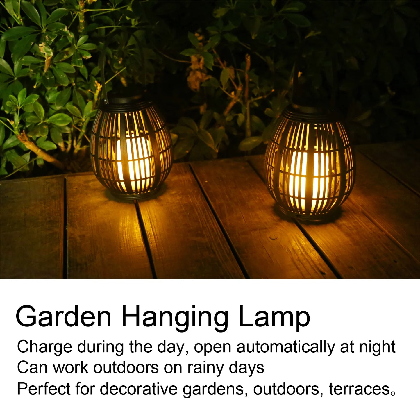 Solar Garden Lantern LED Outdoor Solar Lantern Waterproof Decorative Rattan Lantern For Patio Pathway Courtyard