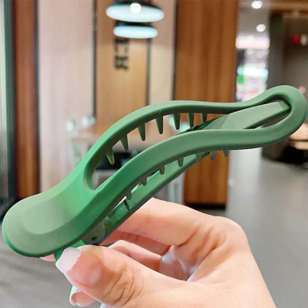 Large Matte Candy Color Hair Claw – Simple Plastic Duckbill Clip for Women and Girls