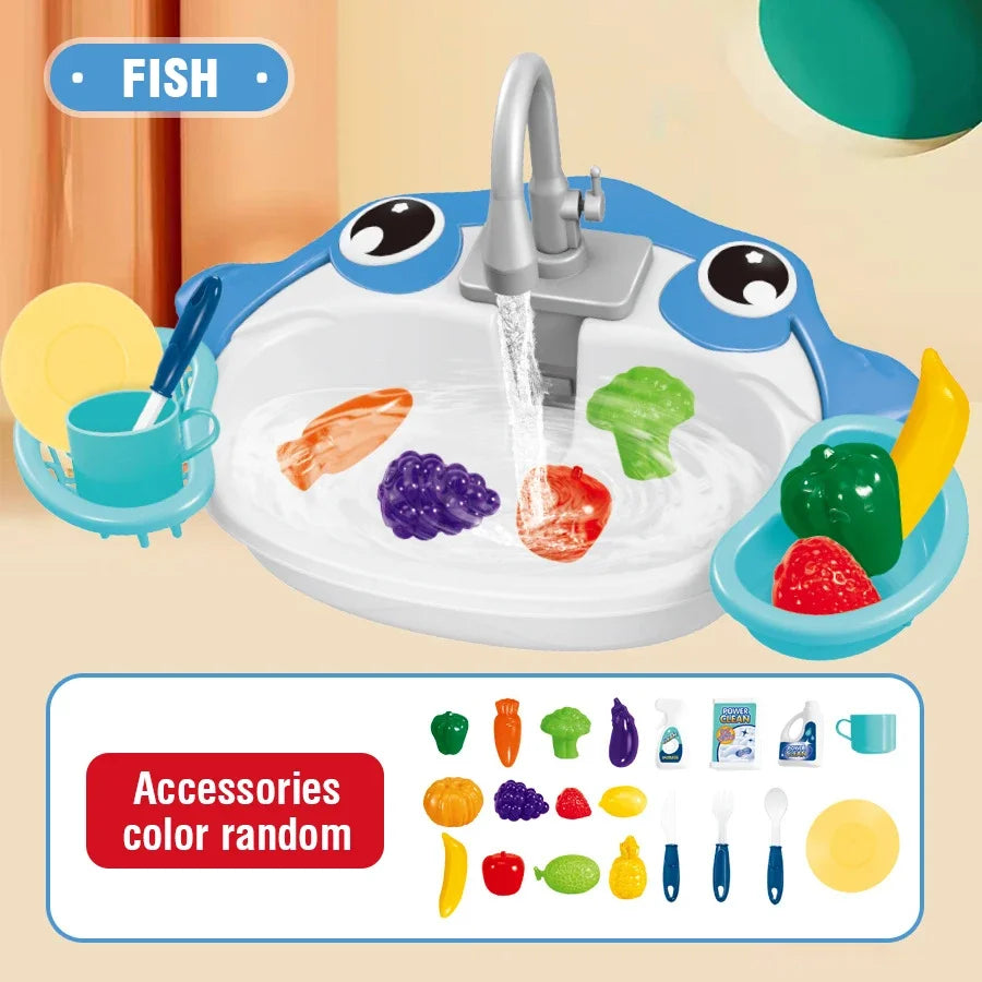 Kitchen Sink Toys Pretend Play Electric Dishwasher Mini Kitchen Food Household Toy Playset Children Role Play Kids Girl Toys