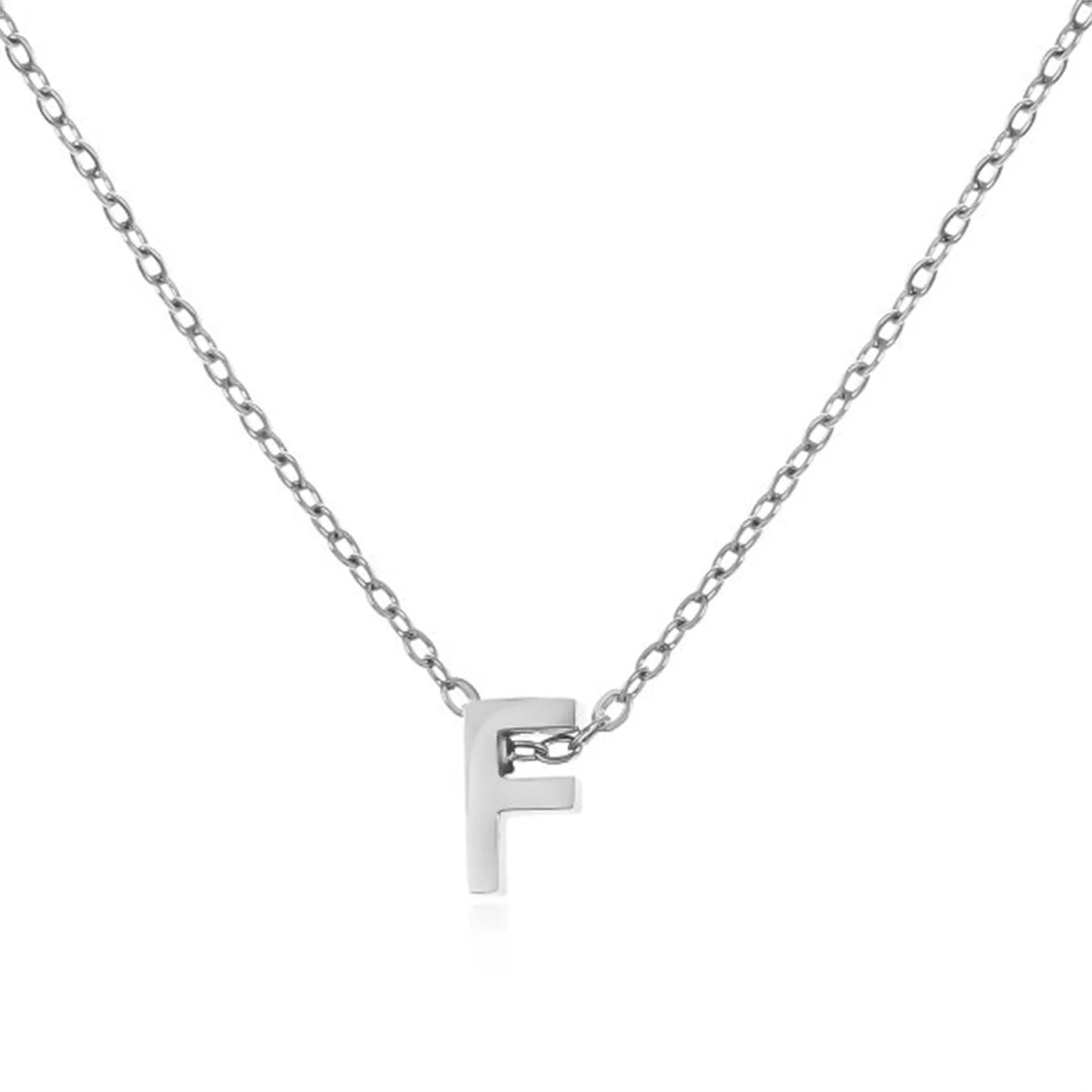 Silver Color Tiny A-Z Initial Letter Necklace for Women Stainless Steel 26 Alphabet Name Pendant Necklaces Jewelry Birthday Gift