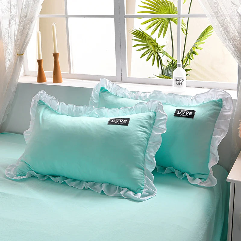 Korean Princess Floral Embroidery Summer Bedding Set