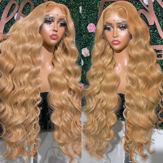 Hd Honey Blonde Wig Human Hair 13x6 Body Wave Lace Front Wigs For Women 13x4 Transparent Lace Loose Wave #27 Colored Wigs