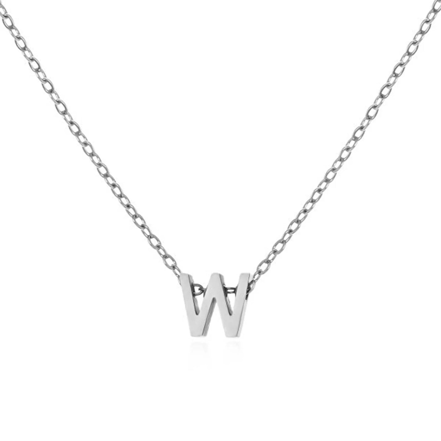 Silver Color Tiny A-Z Initial Letter Necklace for Women Stainless Steel 26 Alphabet Name Pendant Necklaces Jewelry Birthday Gift