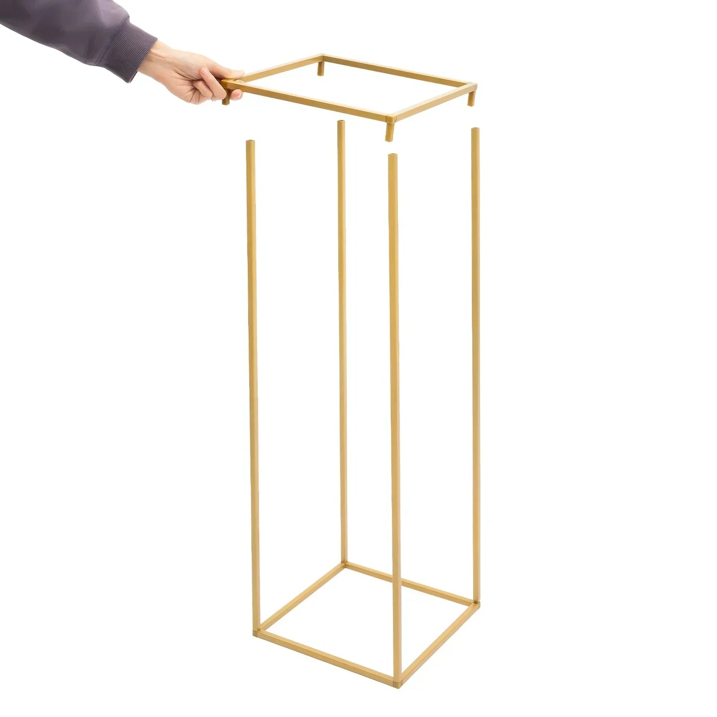 Bymaocar Metal Vase Column Stand, 23.6 in Gold Wedding Flower Stand Geometric Stands Centerpieces Vases Rectangular Display Rack