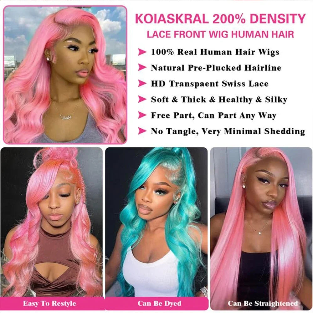 Lafino Pink Human Hair Wig Body Wave 13x6 Hd Lace Frontal Wig Loose Body Wave 13x4 Lace Front Wig Human Hair Colored Human Hair