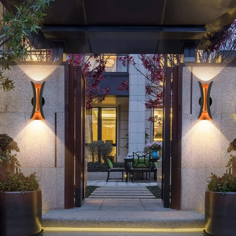 Black Golden Outdoor Wall Scone Curved Wall Lamp Modern LED Outdoor Waterproof Wall Lamp 20W 3000K,Outdoor Porch