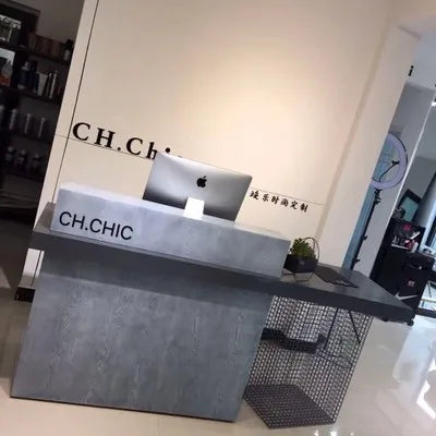 Counter commercial, store small simple beauty salon front desk reception desk