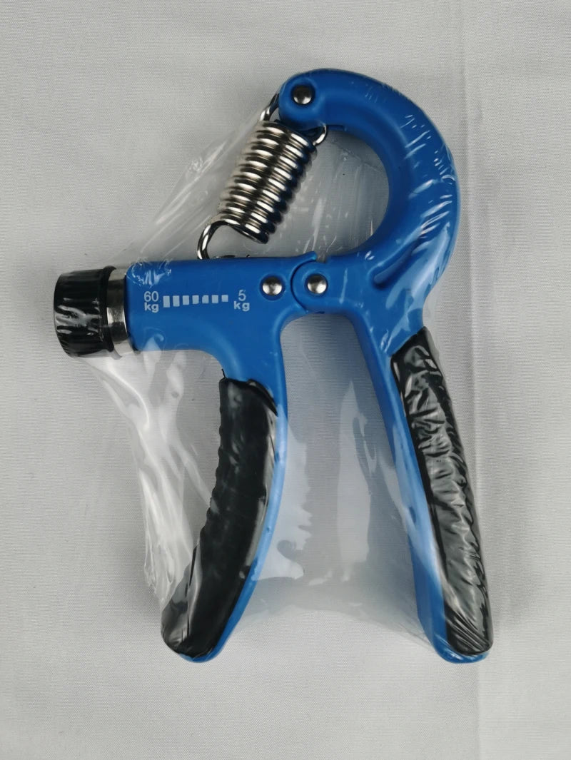 Portable fitness equipment with adjustable blue grip for training hand and arm muscles anytime, anywhere