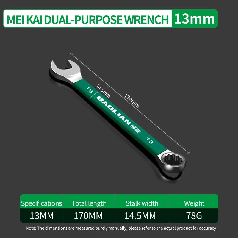 BaoLian Durable Wrench 8-30mm Plum Blossoms Open Combination Wrench Two-Way Double Fast Wrench Auto Repair Tools