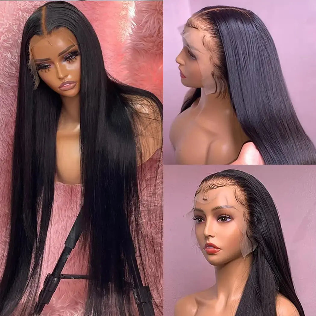 Brazilian Bone Straight 13x4 13x6 Transparent Lace 30 32 Inch Human Hair Wigs 360 Lace Frontal Wig 4X4 Lace Closure Wig
