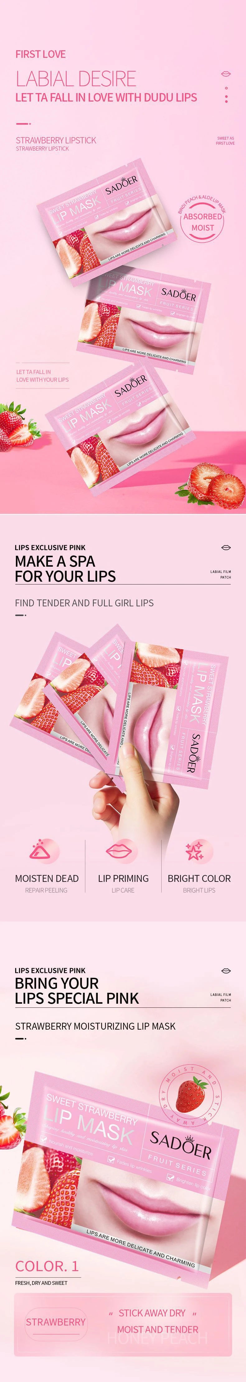30pcs Fruits Lip Mask Moisturising Patches