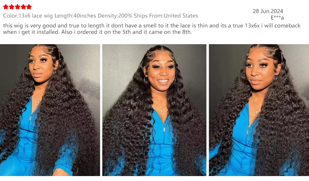 40 Inches 13x6 HD Lace Front Human Hair Wigs Deep Wave Remy Human Hair Precut Frontal Curly Brazilian Glueless Human Hair Wigs