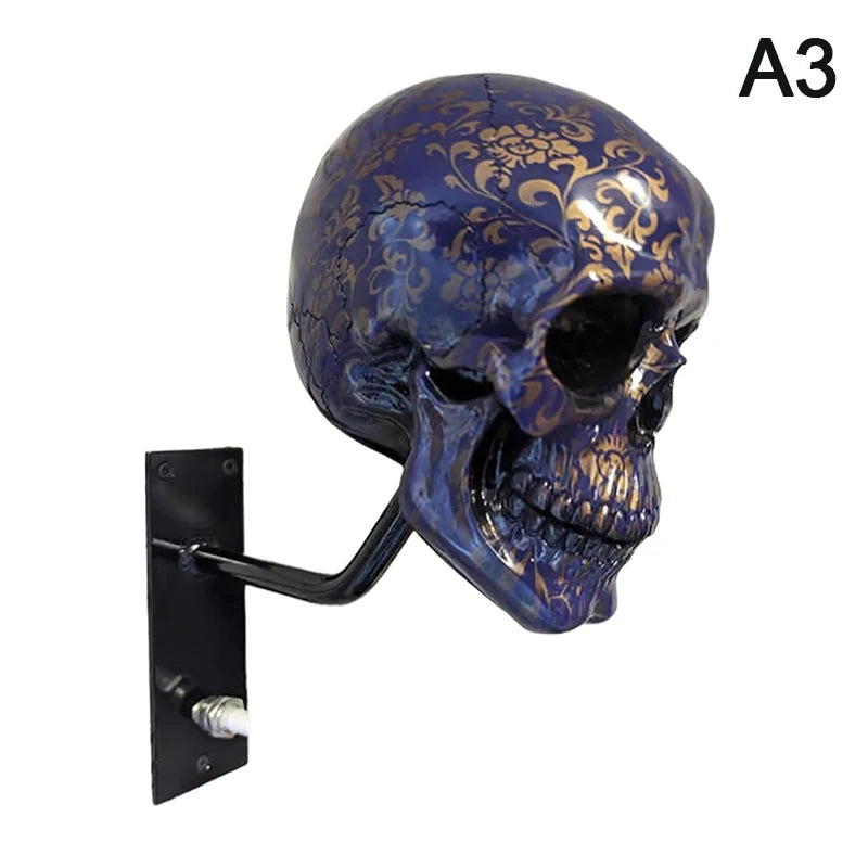 Motorcycle Helmet Skull Holder Helmet Storage Rack Wall Mount Hat Rack Resin For Coats, Caps, Baseballs And Rugby Helmet