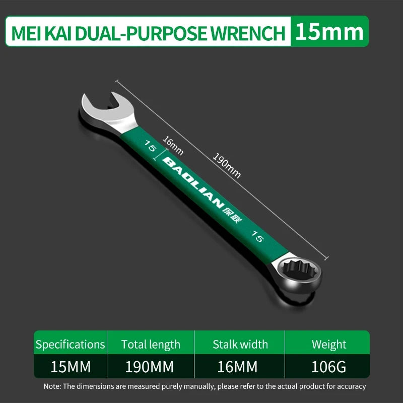 BaoLian Durable Wrench 8-30mm Plum Blossoms Open Combination Wrench Two-Way Double Fast Wrench Auto Repair Tools